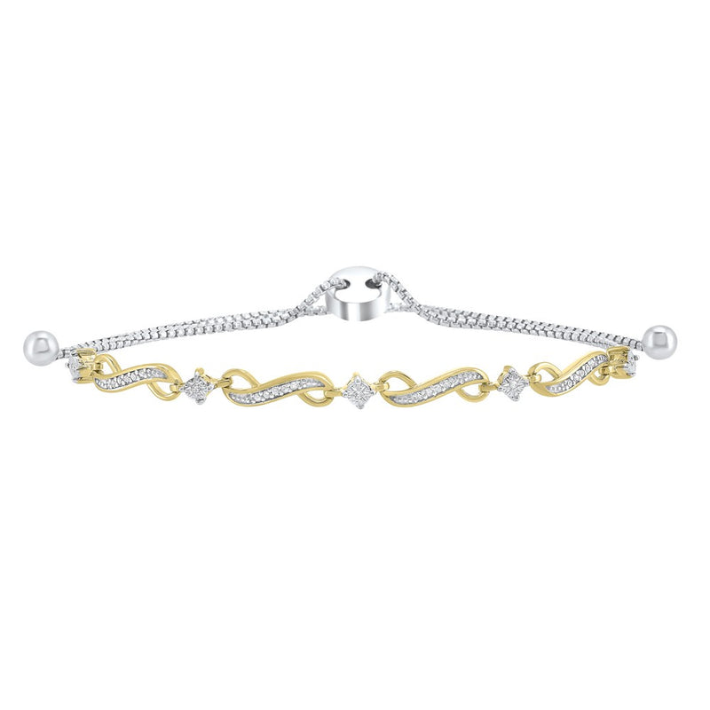 Silver White Yellow Diamond 1/8Ctw Bracelet
