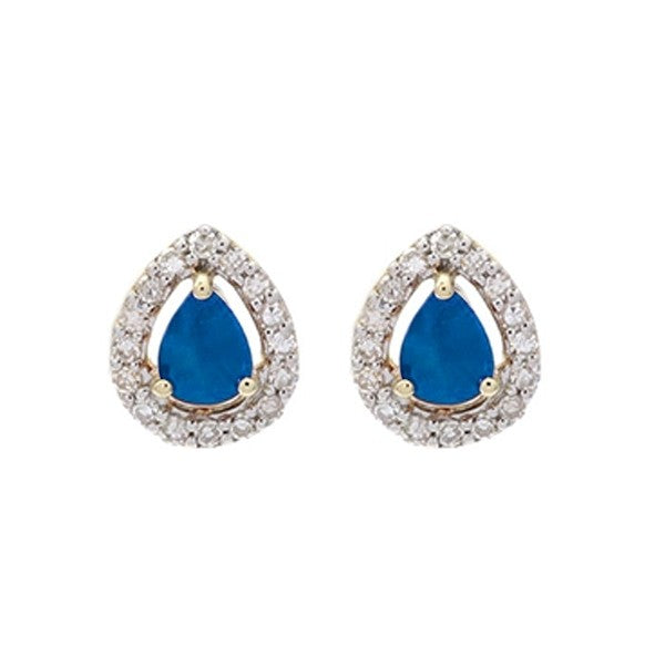10Kt White Gold Diamond (1/8Ctw) & Sapphire (3/8 Ctw) Earring