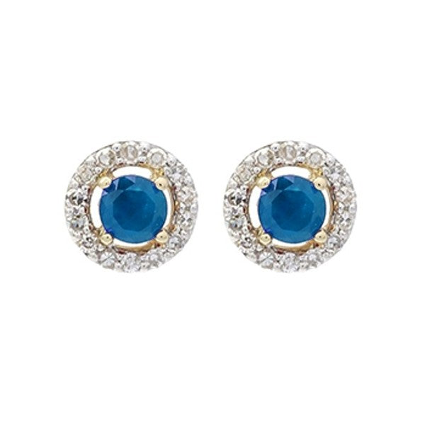10Kt White Gold Diamond (1/10Ctw) & Sapphire (1/3 Ctw) Earring