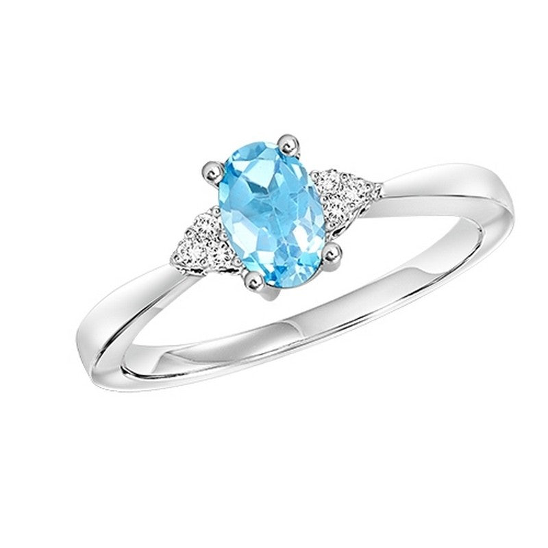 10Kt White Gold Diamond (1/20Ctw) & Blue Topaz (1/2 Ctw) Ring