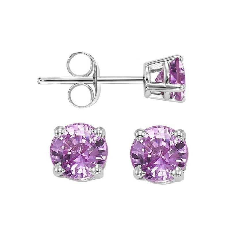 14Kt White Gold Pink Sapphire (1 Ctw) Earring