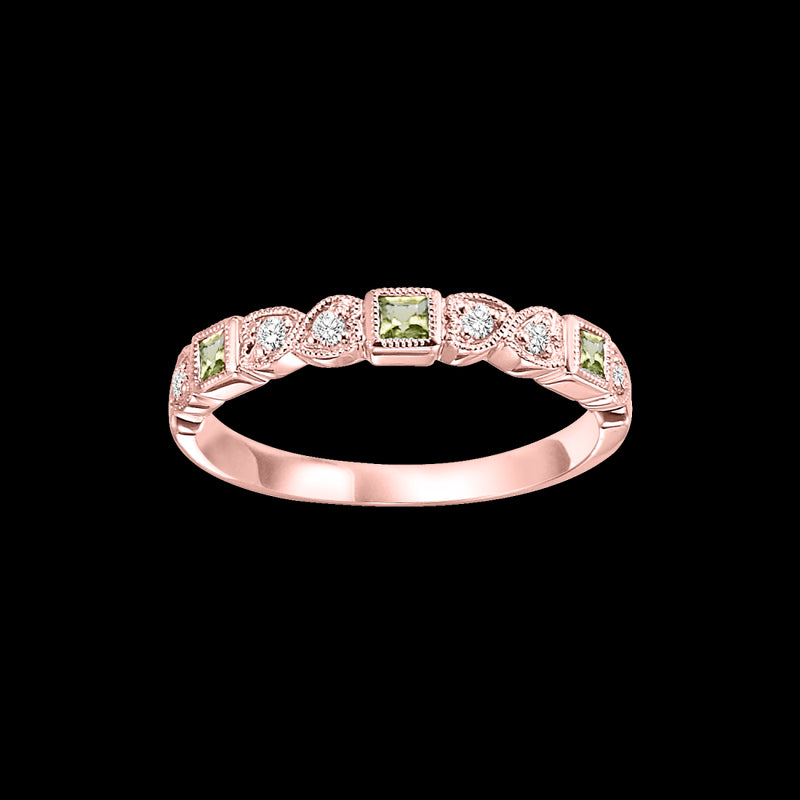 14Kt Rose Gold Diamond (1/10Ctw) & Peridot (1/6 Ctw) Ring