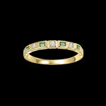 14Kt Yellow Gold Diamond 1/10Ctw & Emerald 1/8Ctw Ring