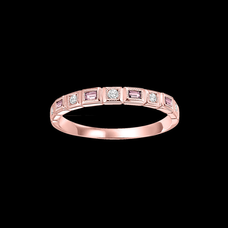 14Kt Rose Gold Diamond (1/12Ctw) & Pink Tourmaline (1/8 Ctw) Ring