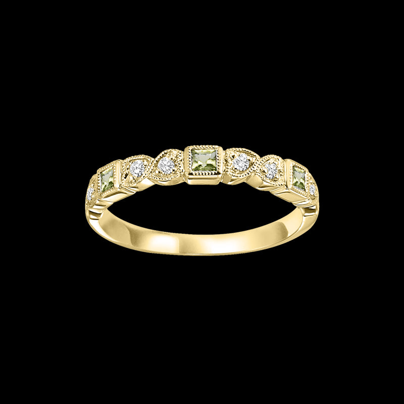 14Kt Yellow Gold Diamond (1/10Ctw) & Peridot (1/6 Ctw) Ring