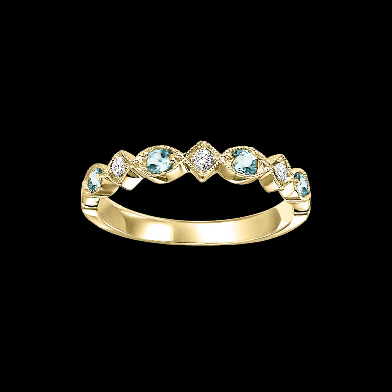 14Kt Yellow Gold Diamond (1/20Ctw) & Blue Topaz (1/6 Ctw) Ring