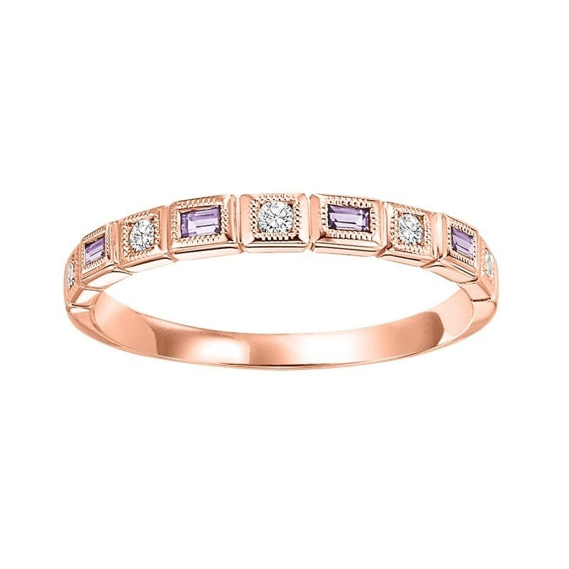 10Kt Rose Gold Diamond (1/12Ctw) & Pink Sapphire (1/8 Ctw) Ring