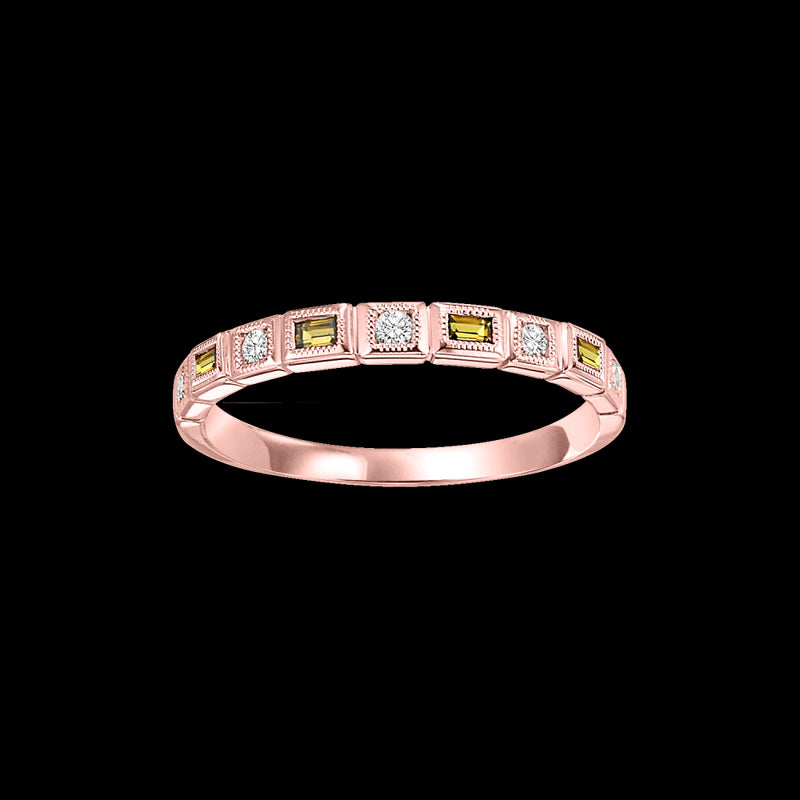 10Kt Rose Gold Diamond (1/10Ctw) & Citrine (1/8 Ctw) Ring