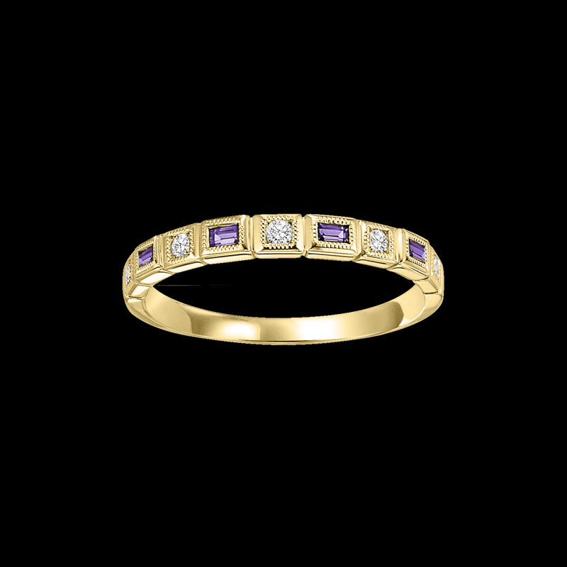 10Kt Yellow Gold Diamond (1/10Ctw) & Amethyst (1/8 Ctw) Ring