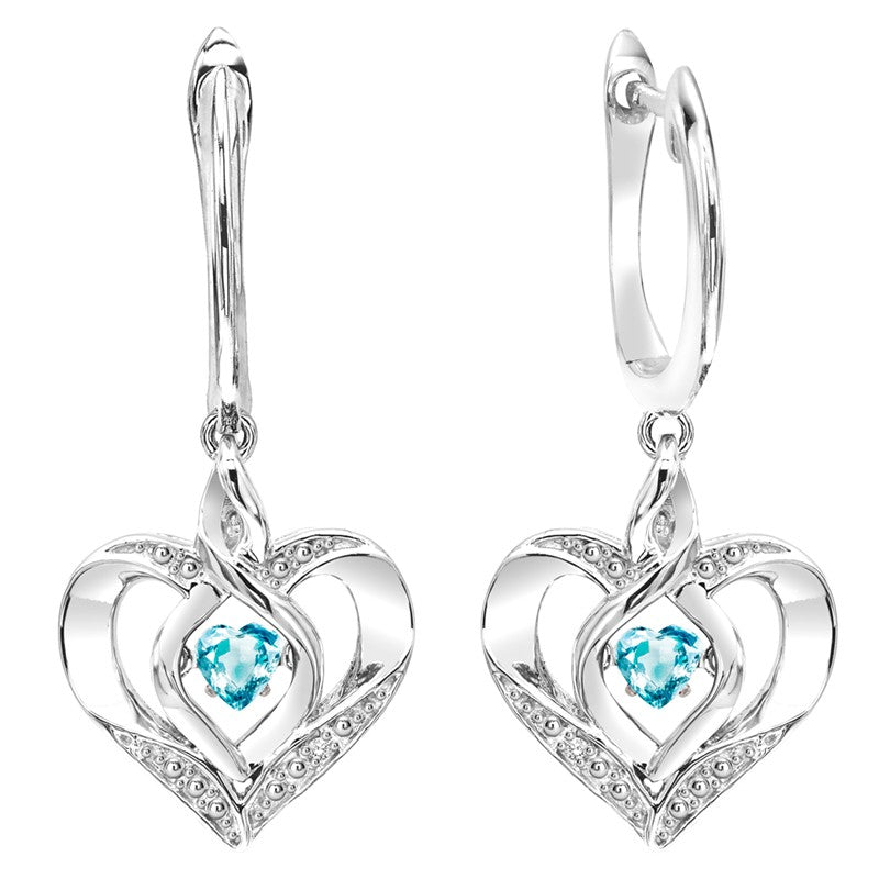 Silver Diamond (1/50 Ctw) & Createdblue Topaz Earring