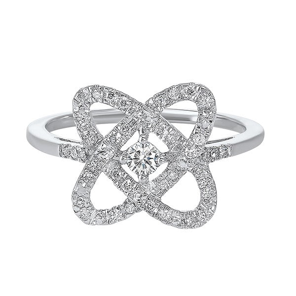 Silver White Diamond 1/4Ctw Ring