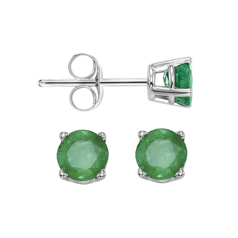 14Kt White Gold Emerald (1/5 Ctw) Earring