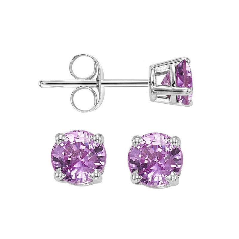 14Kt White Gold Pink Sapphire (1/4 Ctw) Earring