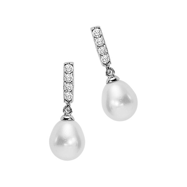 Silver White & Pearl Earring