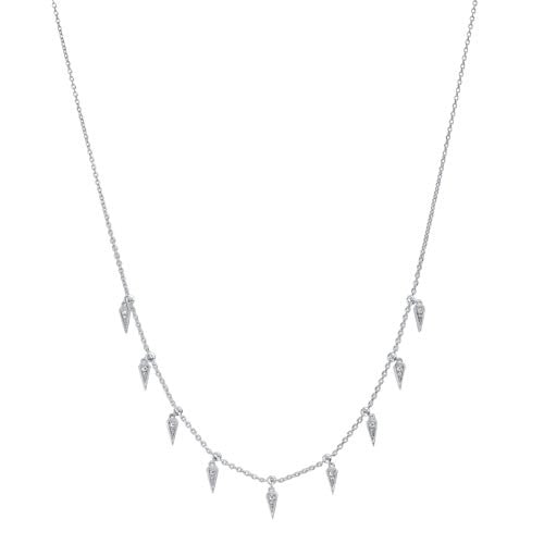 Silver White Diamond 1/10Ctw Necklace