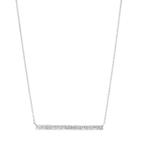 Diamond Bar Pendant Layer Necklace In 14K White Gold (1/2 Ctw)