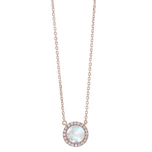 14Kt Rose Gold Diamond (1/10Ctw) & Mother Of Pearls (5/8 Ctw) Pendant