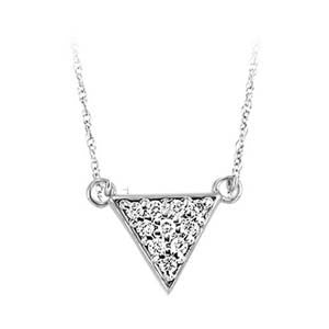 Modern Diamond Triangle Pendant Layer Necklace In Sterling Silver (1/10Ctw)