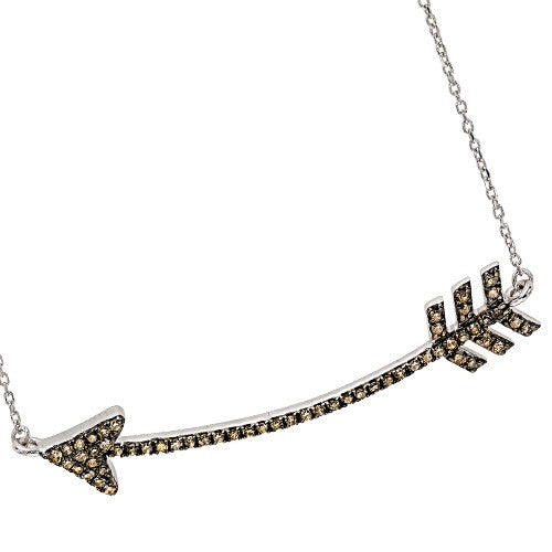 Brown Diamond Cupid'S Arrow Pendant Layer Necklace In Sterling Silver (1/3 Ctw)