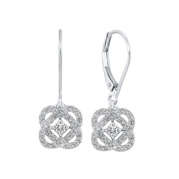 Silver White Diamond 1/4Ctw Earring