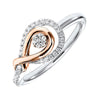 Gold Silver White Rose Diamond 1/6Ctw Ring