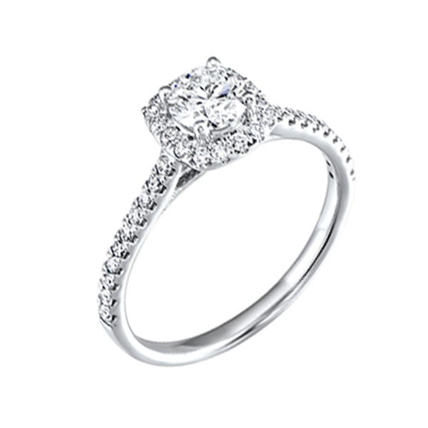 14Kt White Gold (7/8Ctw) With (1/2Ct) Round Center