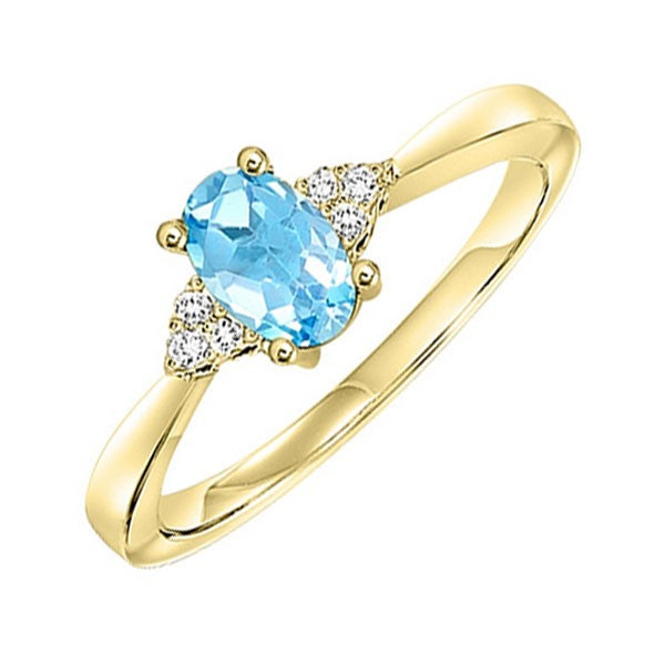10Kt Yellow Gold Diamond (1/20Ctw) & Blue Topaz (1/2 Ctw) Ring