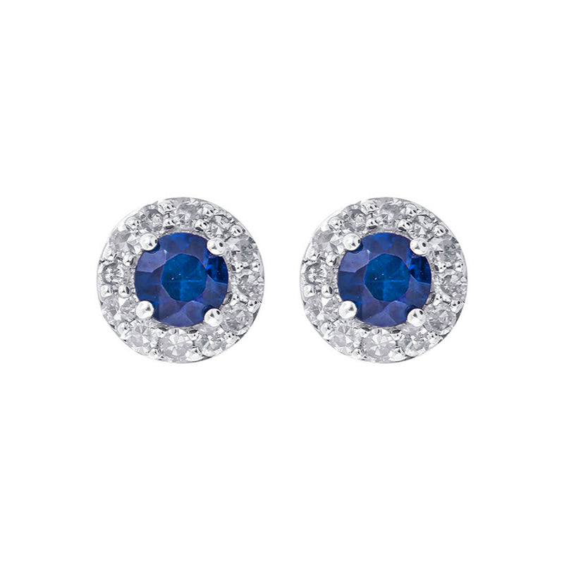 10Kt White Gold Diamond (1/6Ctw) & Sapphire (1/3Ctw) Earring