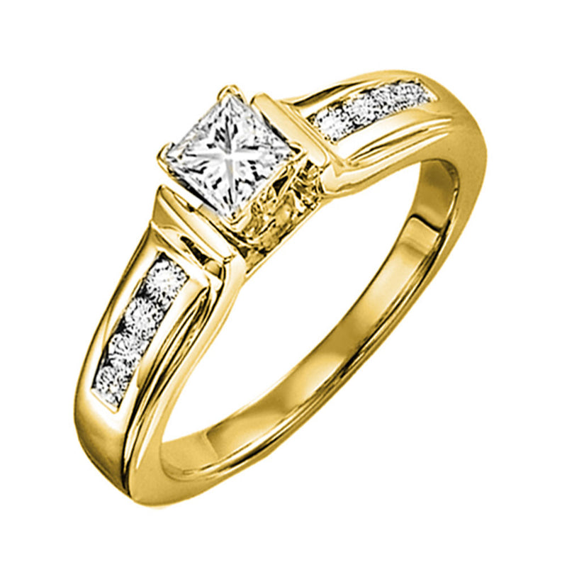 14Kt Yellow Gold Diamond (1/2 Ctw) & Sapphire Ring