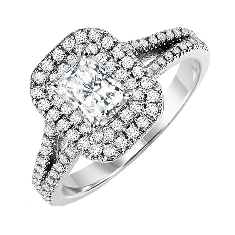 14Kt White Gold Diamond (5/8Ctw) & Sapphire (1/8 Ctw) Ring