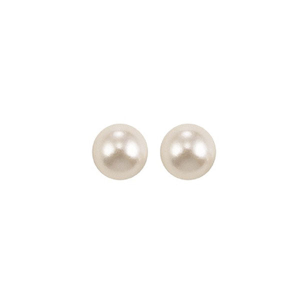 White Cultured Pearl Stud Earrings In 14K White Gold (5Mm) - Aaa Quality